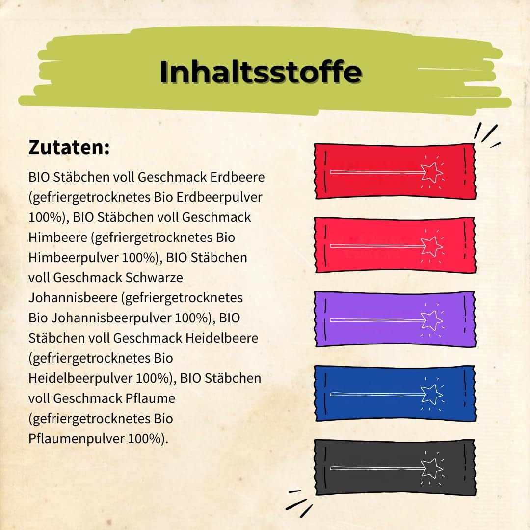 HELPA BIO pliculețe cu pulbere de fructe - arome fructate - fructe - căpșuni - zmeură - afine - prune - coacăze negre - 100% fructe liofilizate - alimente pentru copii Produse deshidratate Naty Shop