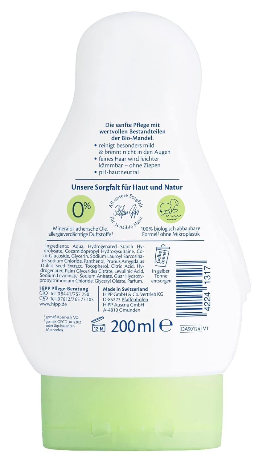 HiPP Babysanft 2in1 Șampon + Duș, pachet de 6 (6 x 200 ml) Copii - Baie si Skincare Naty Shop