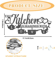 KHayRovies decor de perete pentru bucătărie, metal, inscripție "Această bucătărie este condimentată cu dragoste", cuvânt negru cu placă de nume, litere de fier rustice, citate pentru bucătărie, fermă, sufragerie, Statuete si sculpturi Naty Shop