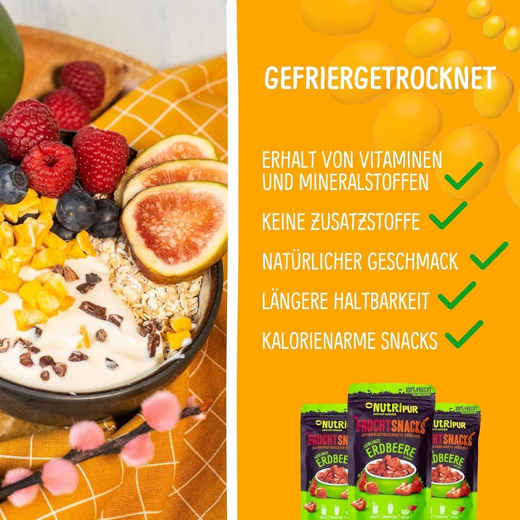 Mango liofilizat: 100g fructe liofilizate din bucăți fragede de mango fără zahăr adăugat - mango uscat - mango uscat - fructe uscate - fructe uscate de la NutriPur Produse deshidratate Naty Shop