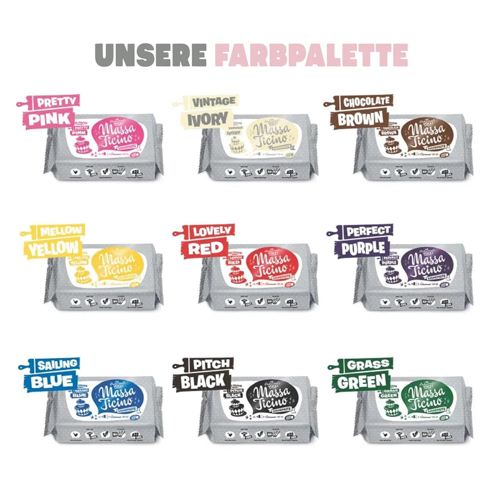 Massa Ticino Set 1x Fondant alb 250g și 1x Fondant negru 250g - Pastă de zahăr premium pentru prăjituri, roll fondant - Perfect pentru prăjituri, modelare și decorațiuni - Fondant pentru brutari profesioniști și amatori Pasta de zahar Naty Shop