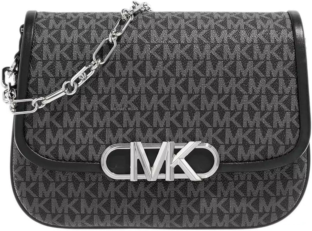 Michael Kors Ladies Parker Md Saddle Msgr Bag Genti Femei Naty Shop Blk/Opticwht