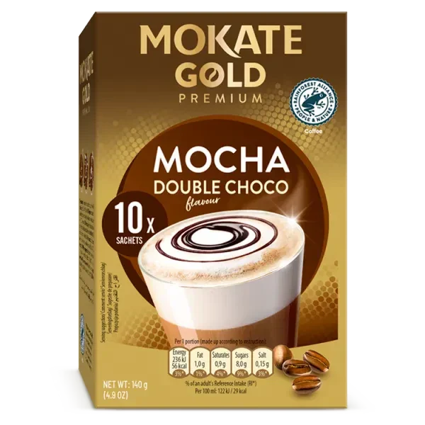 MOKATE Gold Premium Cappuccino Mocha Double Choco 10x14g Cafea Naty Shop