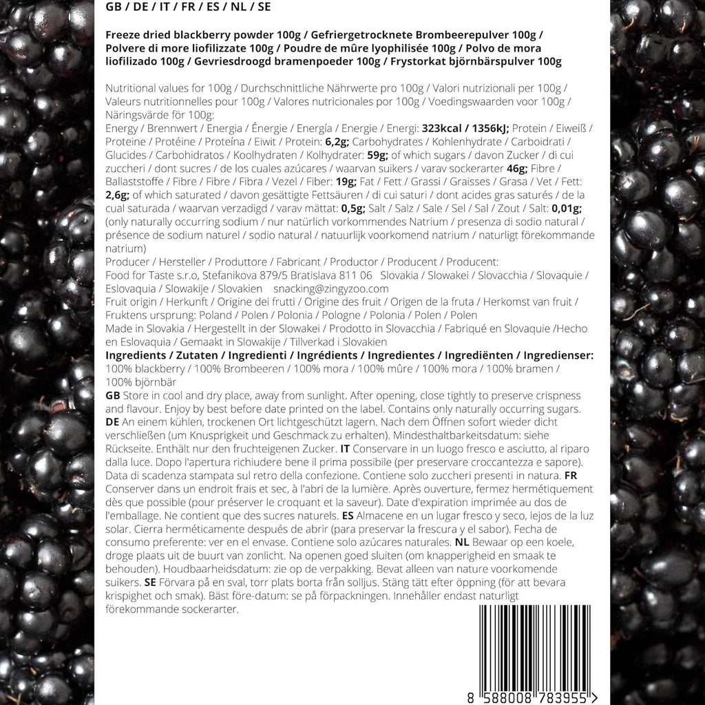Mure liofilizate în pulbere | 100% pulbere de fructe liofilizate Fructe naturale uscate fără aditivi | pulbere de fructe Fructe liofilizate pulbere de mure Produse deshidratate Naty Shop