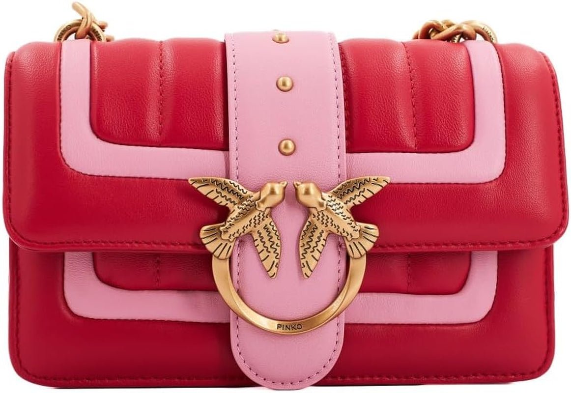 Pinko Ladies Love One Mini Cl Single Side Sheep Nappa Line Quilt Bag Genti Femei Naty Shop Rn4Q_roșu/roz- aur antic