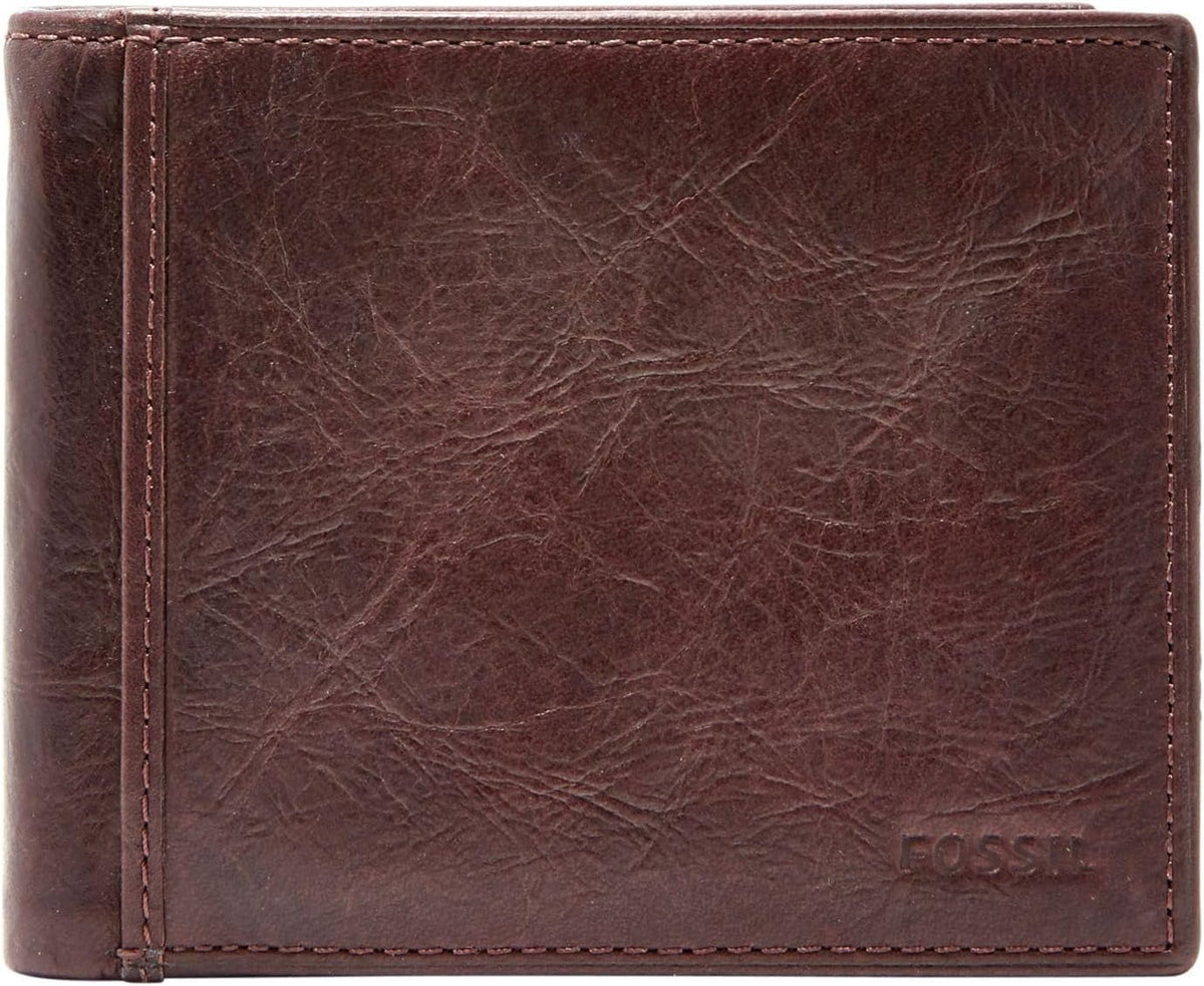 Portofel bifold din piele Ingram pentru bărbați Fossil 11,43 cm L x 1,905 cm l x 8,89 cm H Portofel Barbati Naty Shop Maro