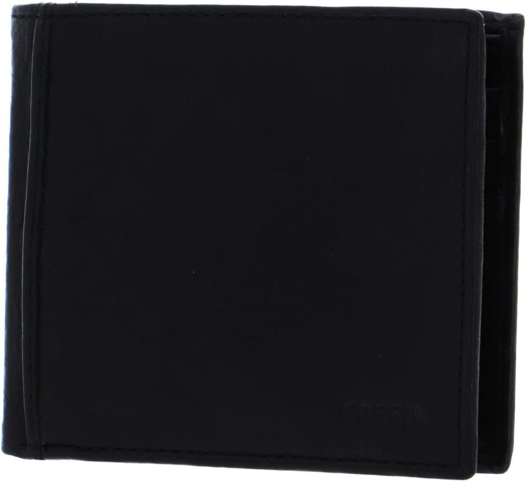 Portofel bifold din piele Ingram pentru bărbați Fossil 11,43 cm L x 1,905 cm l x 8,89 cm H Portofel Barbati Naty Shop Negru