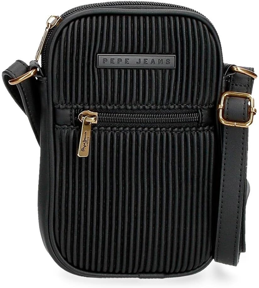 Portofel Pepe Jeans Aurora trei compartimente negru 17.5 x 9.5 x 2 cm piele artificială Portofel Femei Naty Shop Negru Geantă de umăr mobilă
