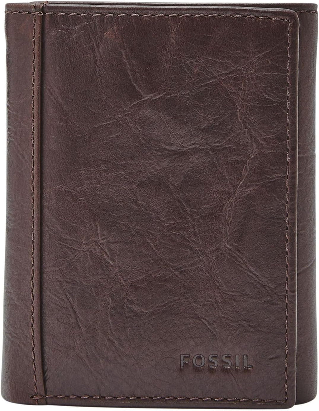 Portofel trifold din piele Neel pentru bărbați Fossil 8,255 cm L x 1,905 cm l x 10,16 cm H Portofel Barbati Naty Shop Maro