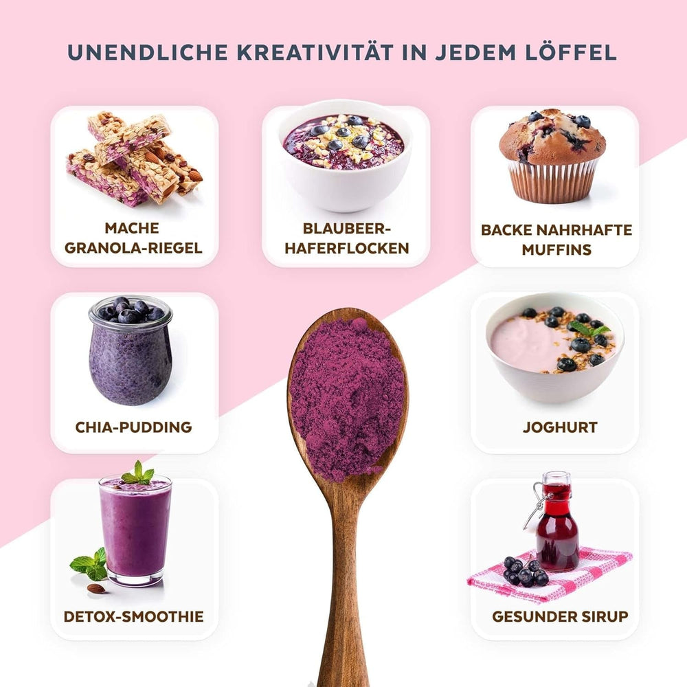 Pulbere organică de afine sălbatice, afine întregi liofilizate, 100% calitatea alimentelor crude, bogate în antioxidanți și vitamina C, fără zahăr adăugat, recoltate în Europa de Nord Produse deshidratate Naty Shop