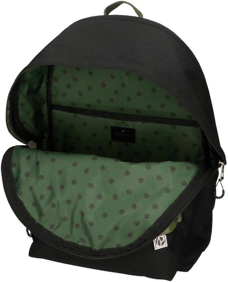 Rucsac Pepe Jeans Luca pentru laptop, compartiment dublu cu troler, 15.6 inch, negru, 31 x 44 x 15 cm, poliester 23.87 l, negru , Rucsac pentru laptop cu compartiment dublu și troler Bagaje și echipament de călătorie Naty Shop