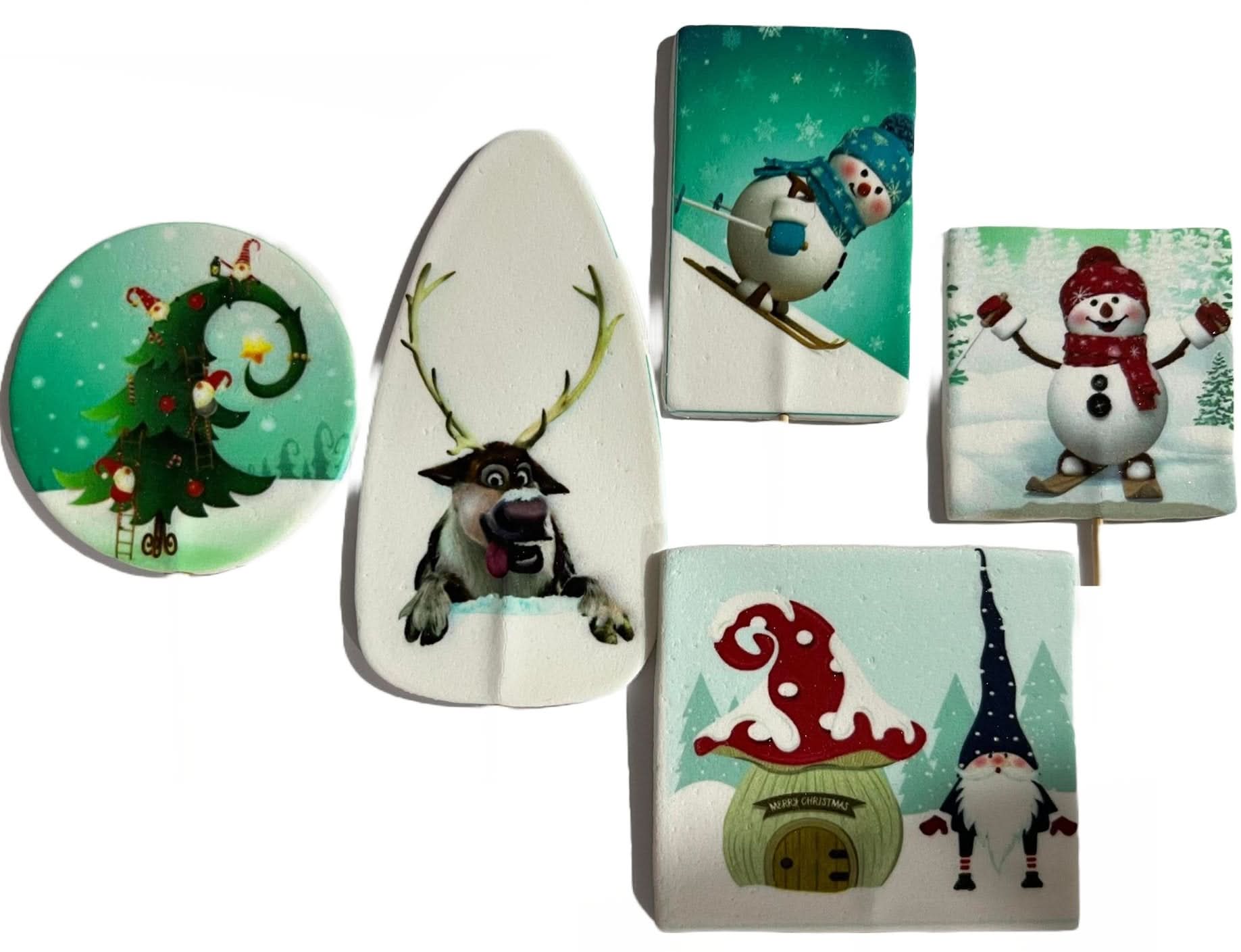 Set 5 decoratiuni comestibile din zahar, Craciun Nati Shop