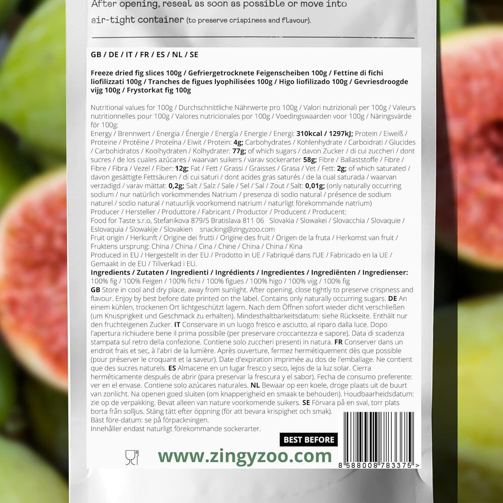 Smochine liofilizate | Smochine 100% naturale uscate | Fără zahăr adăugat Dulciuri liofilizate sănătoase | Fructe liofilizate Smochine liofilizate | ZingyZoo (100g) Produse deshidratate Naty Shop