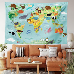 Tapiserie abakuhaus wanderlust harta animala lumii desene Casa - Accesorii si Decoratiuni Naty Shop