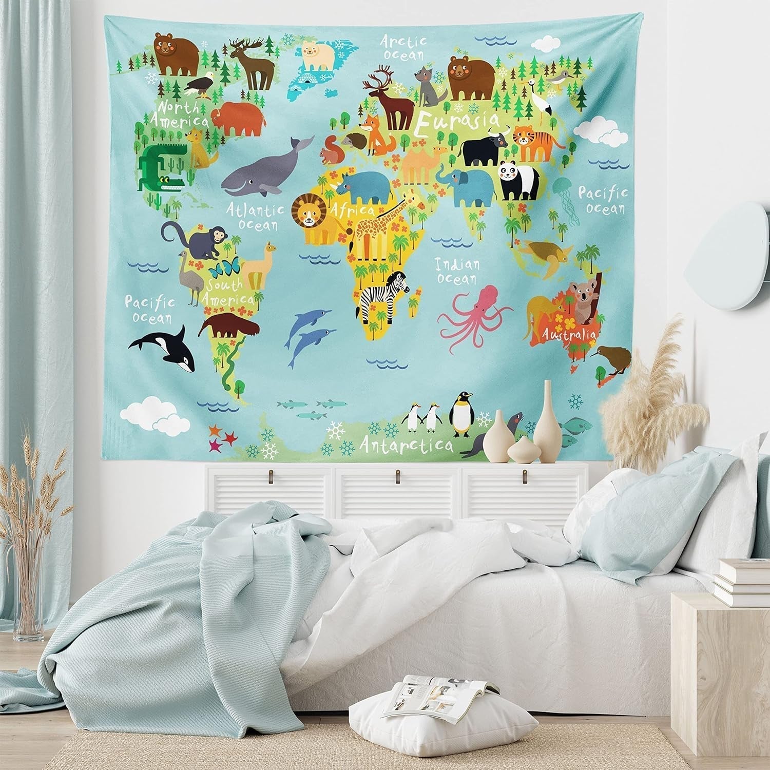 Tapiserie abakuhaus wanderlust harta animala lumii desene Casa - Accesorii si Decoratiuni Naty Shop