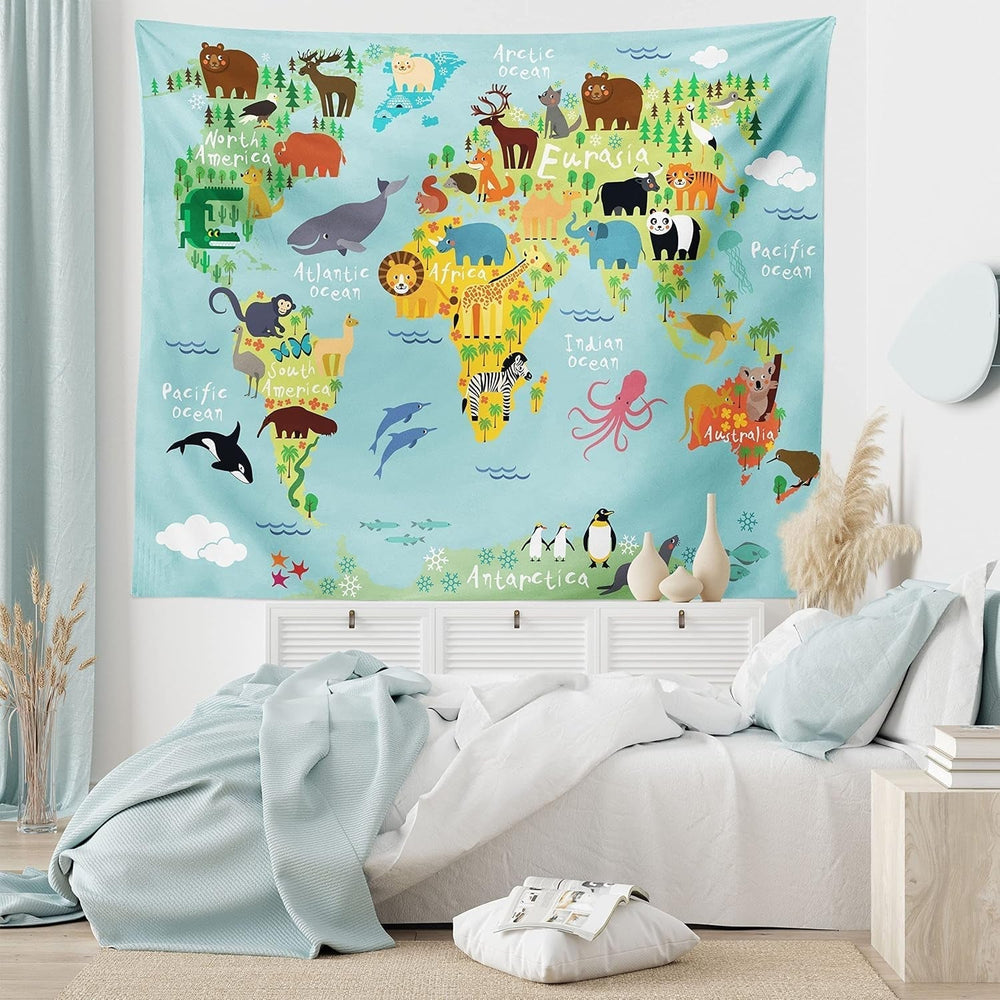 Tapiserie abakuhaus wanderlust harta animala lumii desene Casa - Accesorii si Decoratiuni Naty Shop