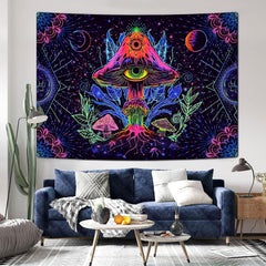 Tapiserie alishomtll fluorescent mushroom black light mandala Casa - Accesorii si Decoratiuni Naty Shop