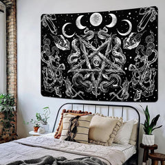Tapiserie alishomtll witchy snake estetic gothic pentagram wall Casa - Accesorii si Decoratiuni Naty Shop