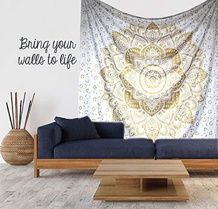 Tapiserie aur metalic mandala bumbac indian plaja arunca Casa - Accesorii si Decoratiuni Naty Shop