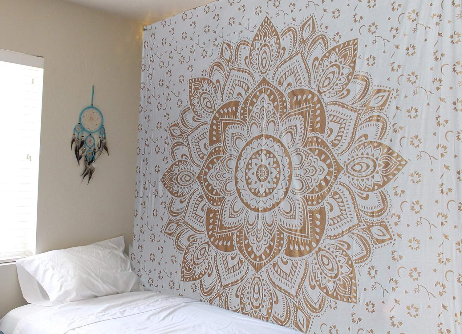 Tapiserie aur metalic mandala bumbac indian plaja arunca Casa - Accesorii si Decoratiuni Naty Shop