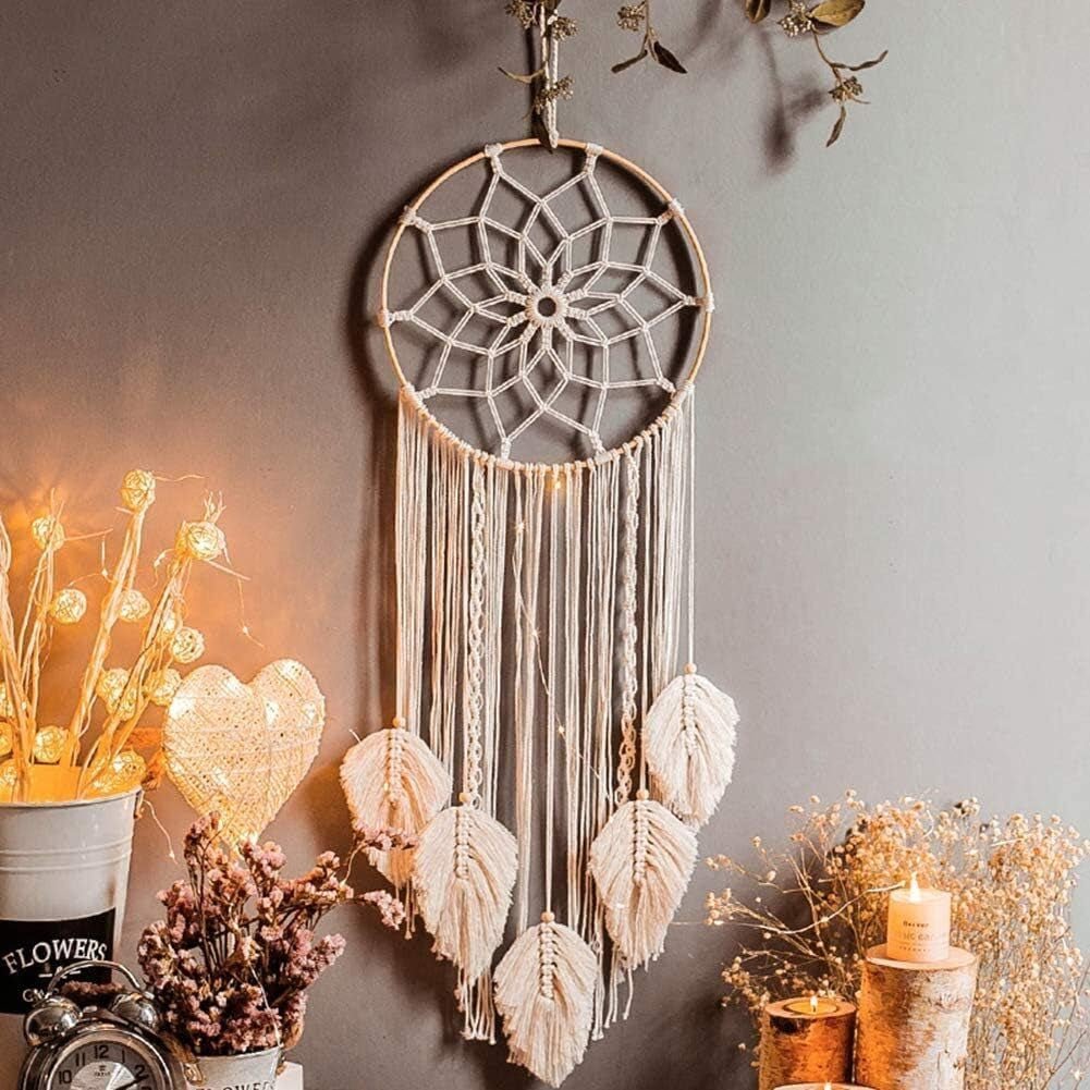 Tapiserie deco dreamcatcher tesute decorare peretelui alb Casa - Accesorii si Decoratiuni Naty Shop Captator de vise Mandala