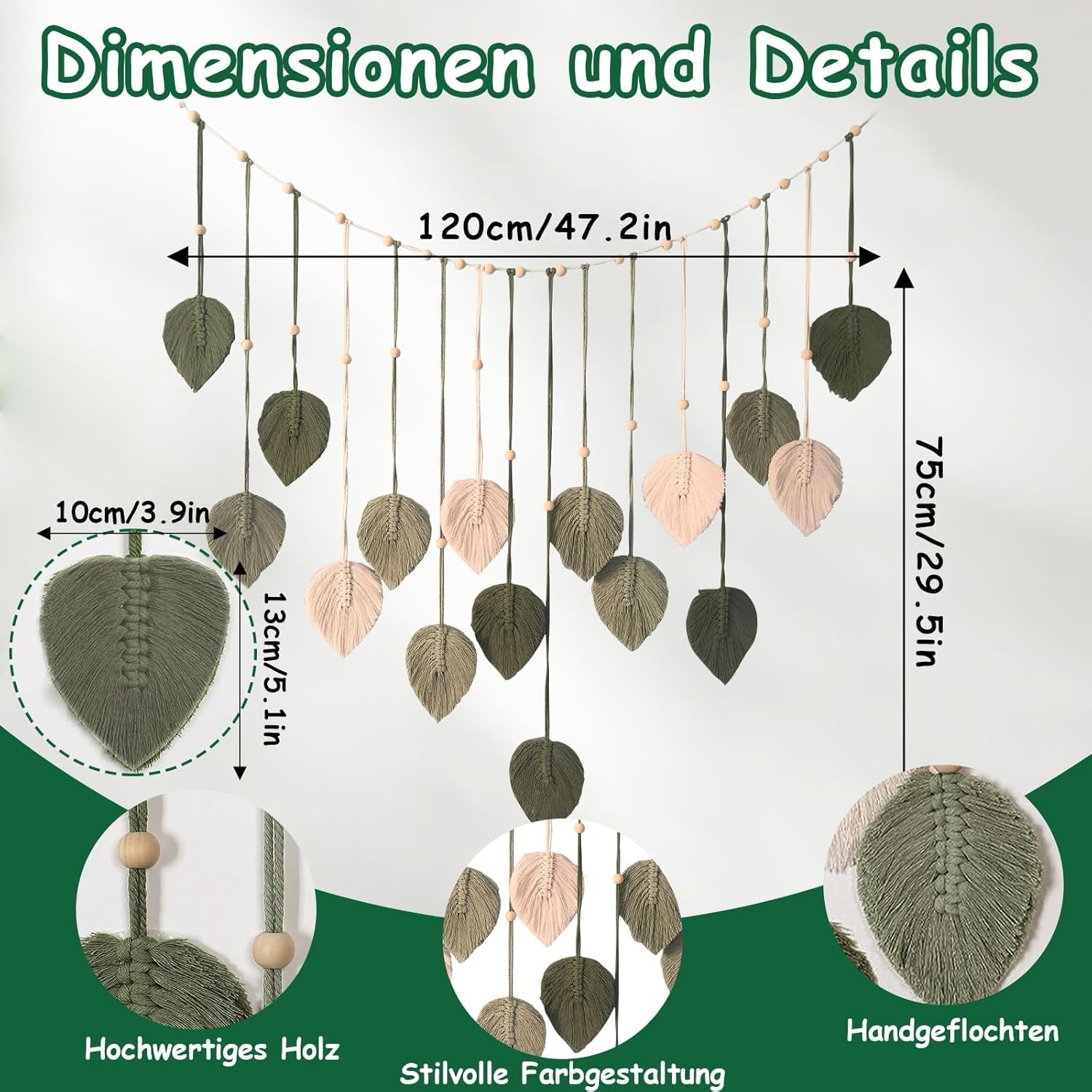 Tapiserie decorare margele lemn frunze design Casa - Accesorii si Decoratiuni Naty Shop