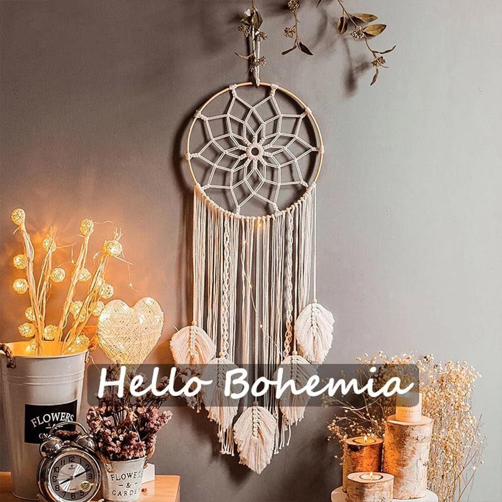 Tapiserie dreamcatcher alb mare facut manual tassel Casa - Accesorii si Decoratiuni Naty Shop