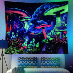 Tapiserie dremisland blacklight mushroom psychedelic reactive galaxy wall Casa - Accesorii si Decoratiuni Naty Shop