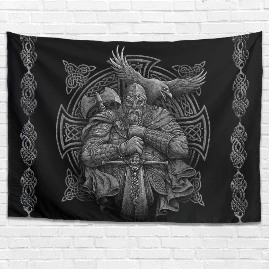Tapiserie grey viking odin axe sword raven cross Casa - Accesorii si Decoratiuni Naty Shop