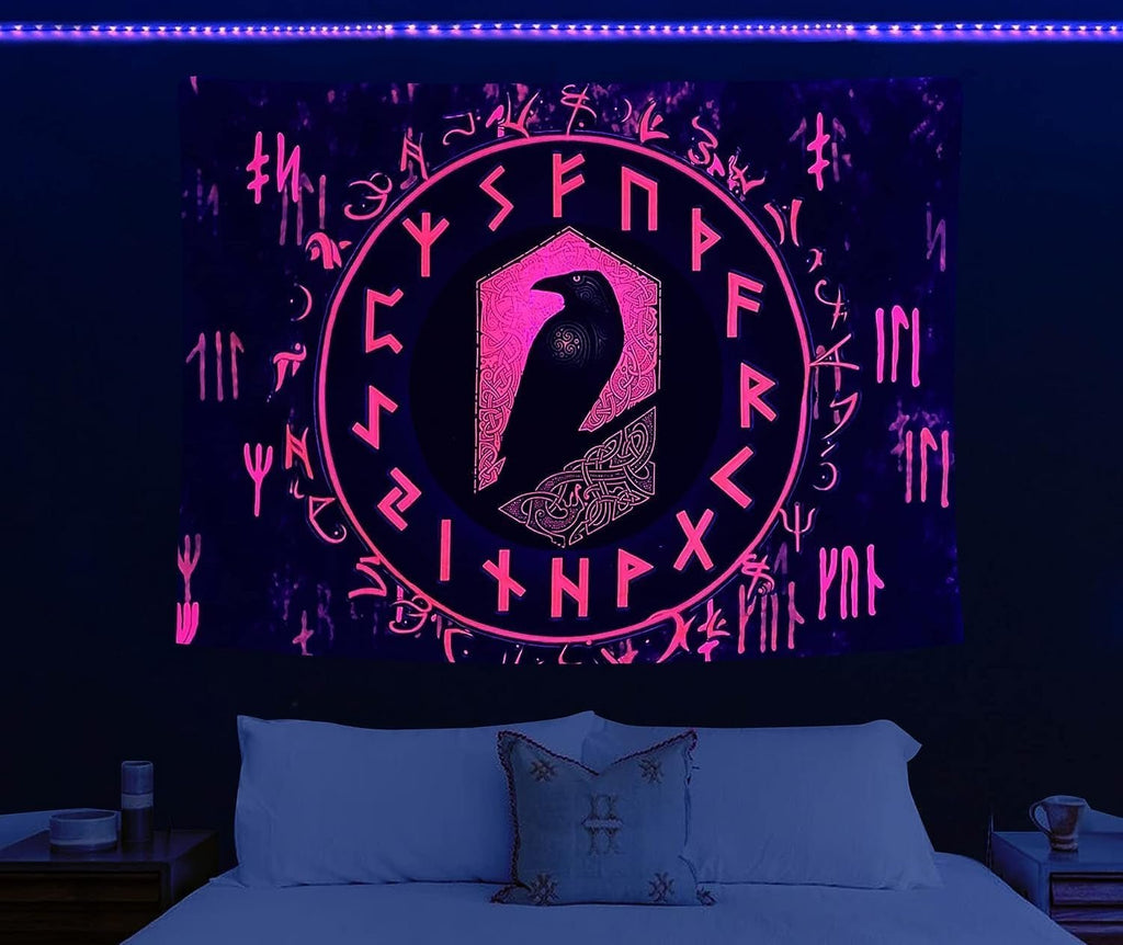 Tapiserie viking blacklight reactiv red meditation runes odins Casa - Accesorii si Decoratiuni Naty Shop