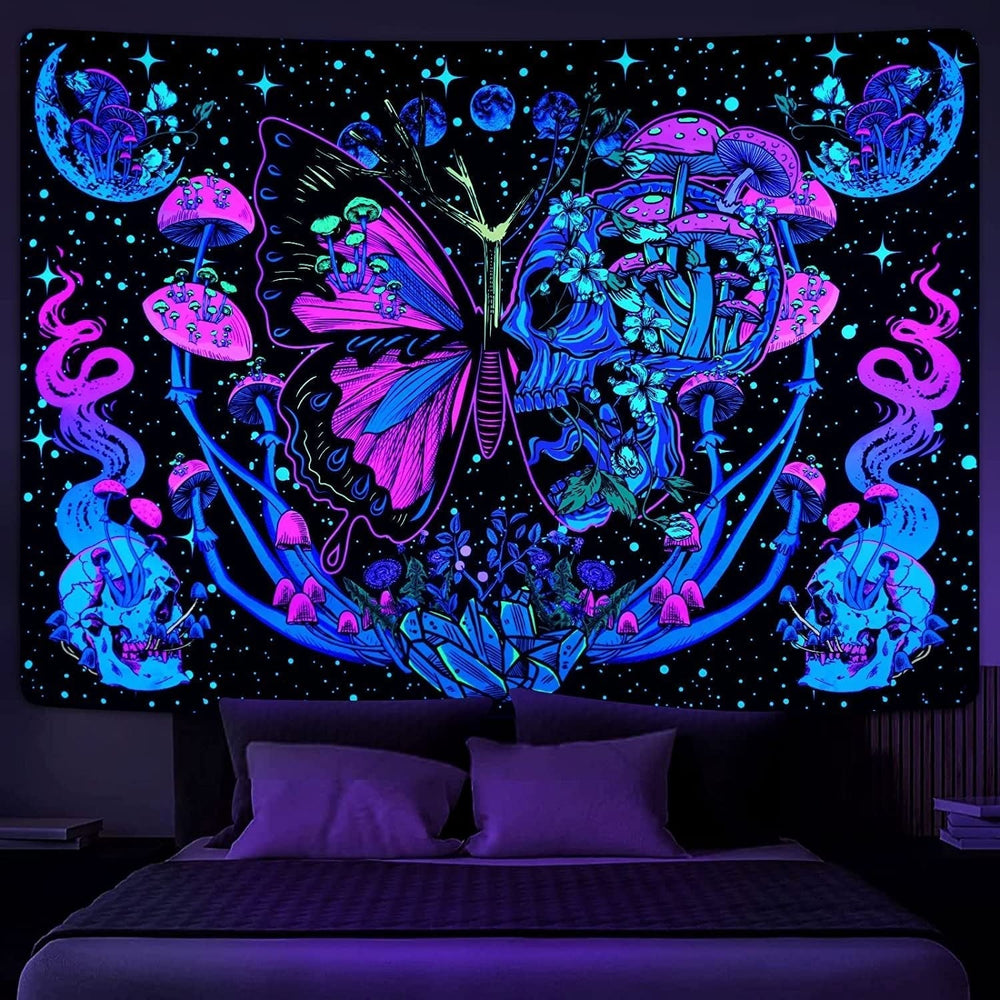 Tapiserie yrendenge tapiterie fluorescenta fluturi faza Casa - Accesorii si Decoratiuni Naty Shop Multi 210L X 150B Cm