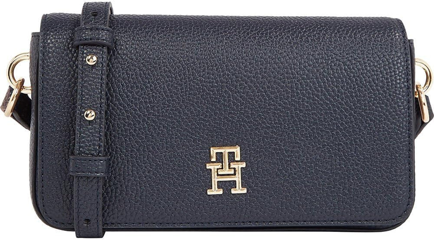 Tommy Hilfiger Crossbody Bag Emblem Flap Crossover Mic Genti Femei Naty Shop Albastru spațial