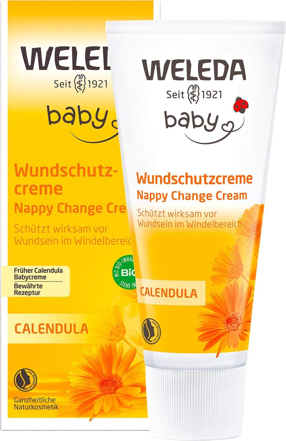 WELEDA Organic Baby Calendula Wound Protection Cream 75ml - Cosmetice naturale unguent pentru răni / cremă pentru bebeluși pentru protecția pielii sensibile a bebelușului în zona scutecelor. Ajută la roșeață, piele iritată și durere Copii - Baie si Skincare Naty Shop Cremă de protecție a rănilor 75 Ml