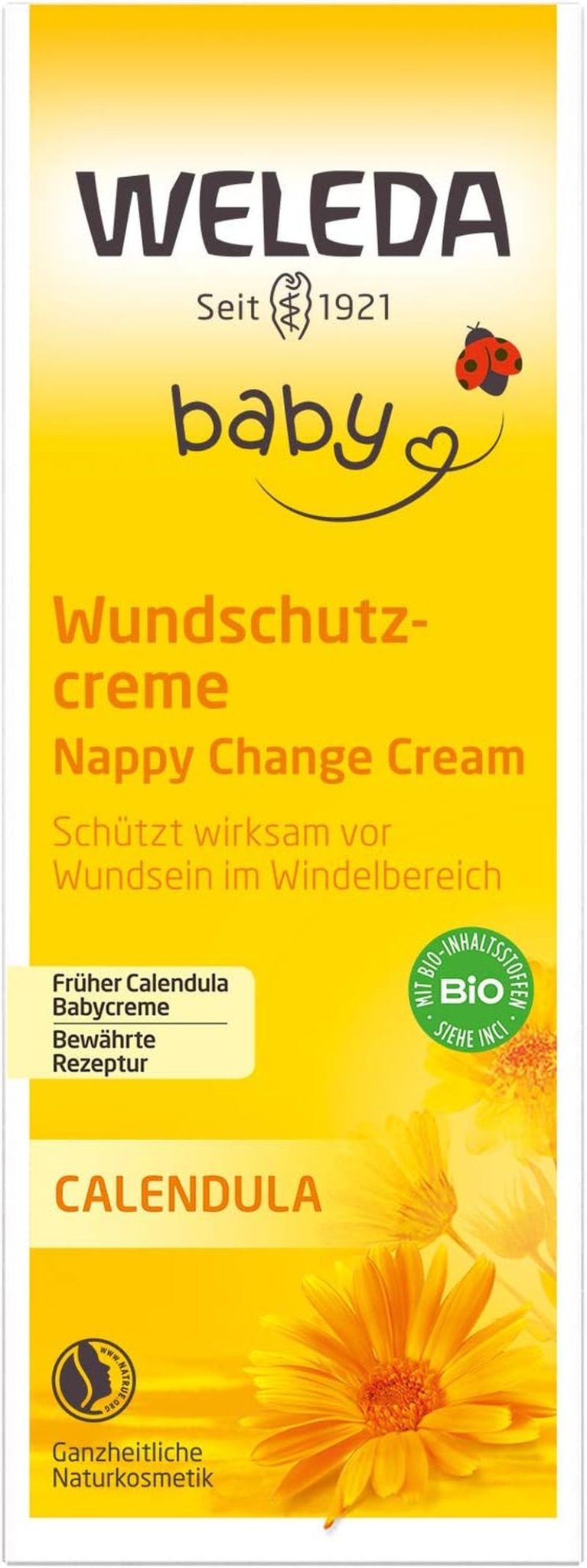 WELEDA Organic Baby Calendula Wound Protection Cream 75ml - Cosmetice naturale unguent pentru răni / cremă pentru bebeluși pentru protecția pielii sensibile a bebelușului în zona scutecelor. Ajută la roșeață, piele iritată și durere Copii - Baie si Skincare Naty Shop